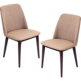 Tintori Dining Chair in Brown Fabric & Espresso Wood Legs (Set of 2)